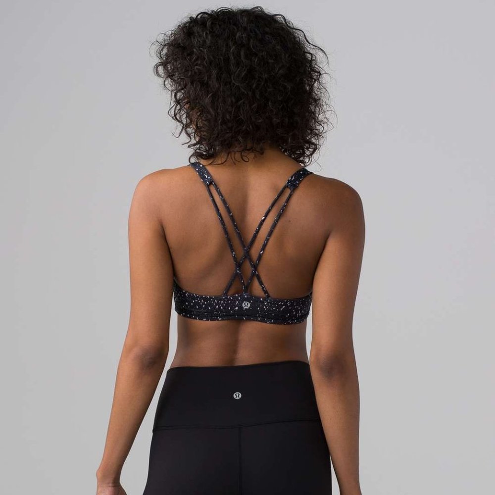 Lululemon Free To Be Bra Butterfly Texture Mink Berry Black